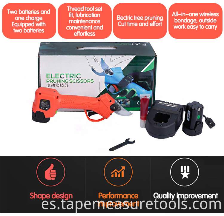 Tijeras de podar eléctricas portátiles de alta calidad profesional de acero SK5 sin cable para podar árboles